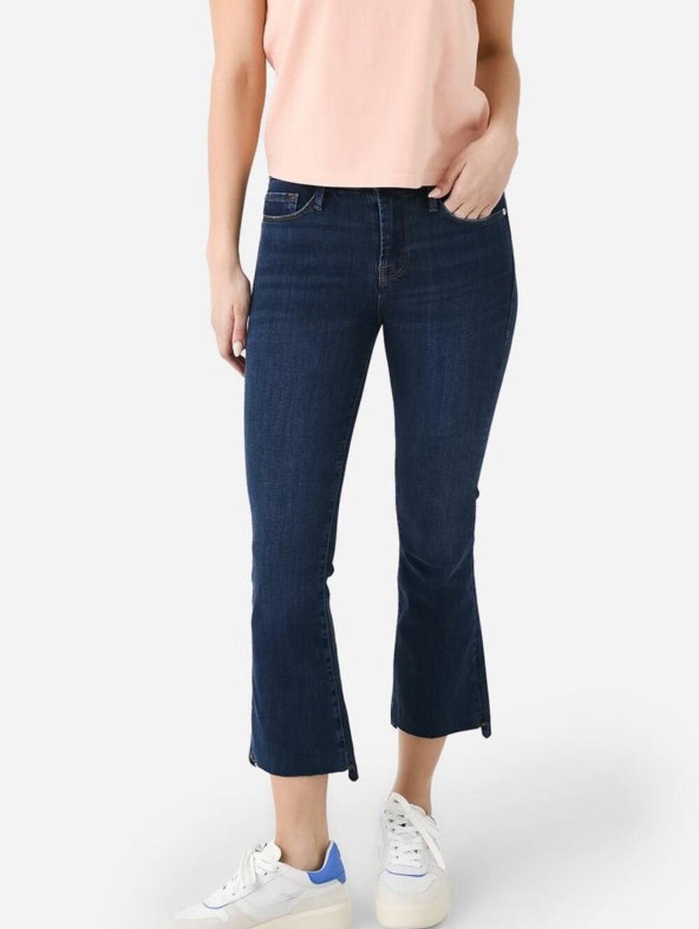 Frame Denim Dark Blue Cropped Mini Boot Jeans Size 31 - Picture 1 of 7